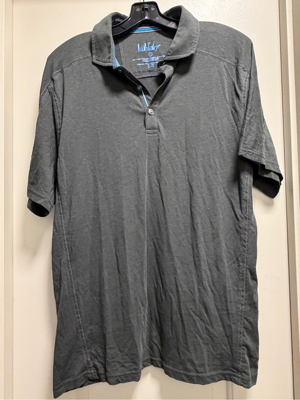 Kuhl Dry Men’s L Gray Short Sleeve Polo Shirt Organic Cotton